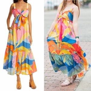Farm rio NWT tropical sunset maxi dress size XL, pockets on sides, lightweight
